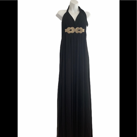 Fiesta Dresses & Skirts - FIESTA Black Chiffon Halter Ampere Embellished Gown